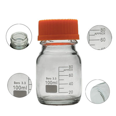 Προσαρμόσιμα γυάλινα εργαστηριακά μπουκάλια 100 ml